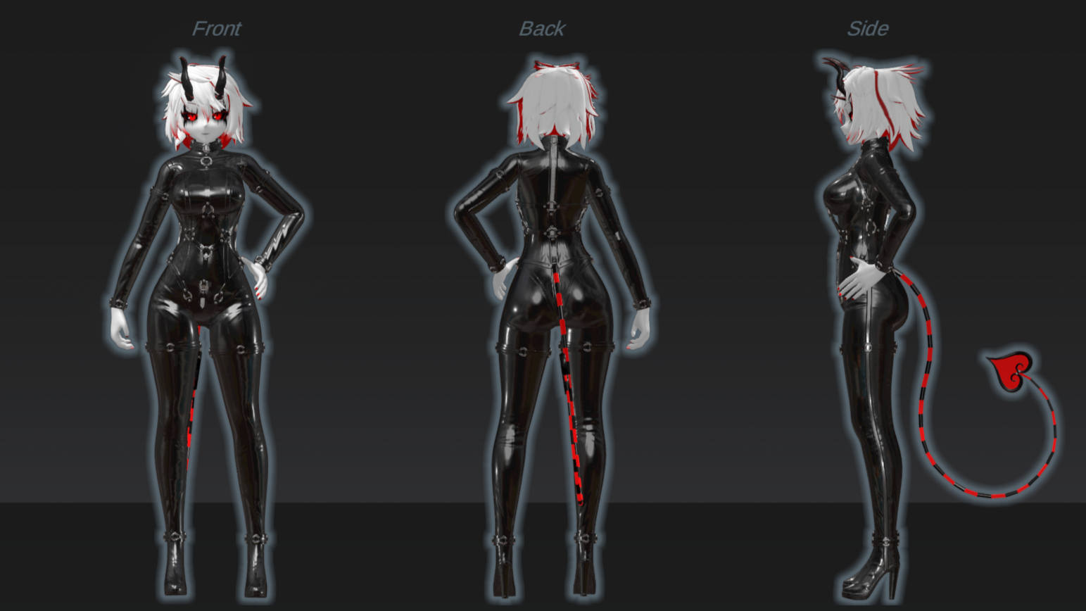 Black catsuit outfit ref sheet